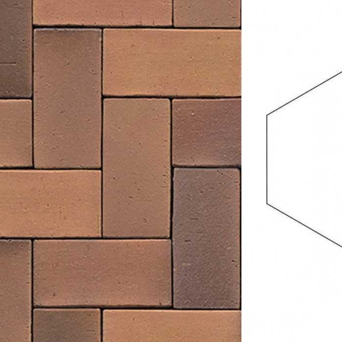 Клинкерная брусчатка Muhr №08S Lachsrot spezial, гексагон 200x52 мм