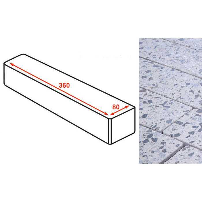 Плитка тротуарная Готика Granite FINERRO, ригель, Грис Парга 360x80x80 мм